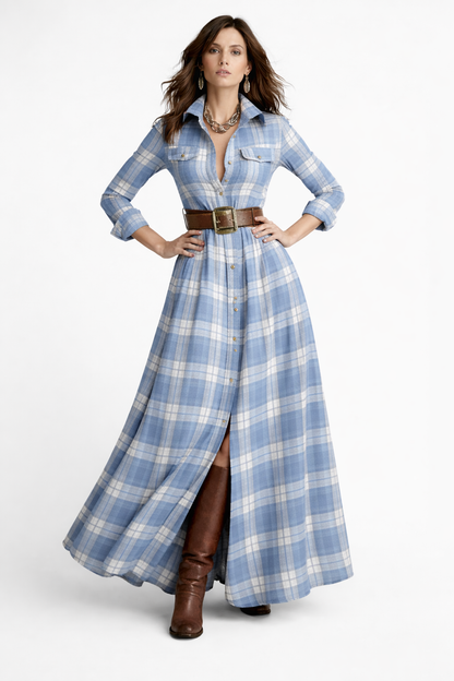 Vestido Longo Xadrez Hellen - 2