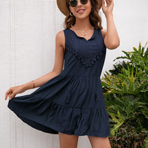 Vestido Verão Sem Mangas Midi Renda