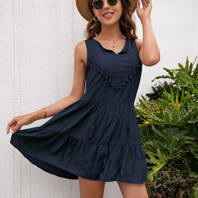 Vestido Verão Sem Mangas Midi Renda