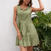 Vestido Verão Sem Mangas Midi Renda
