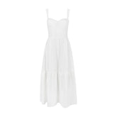Vestido Feminino Midi Renda Alça Larga Branco Nivia