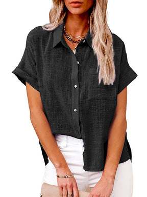 Camisa Manga Curta em Linho - Oferta Única