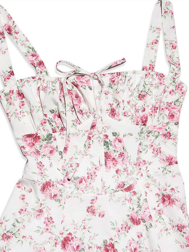 Vestido Feminino Midi Floral Alça Larga