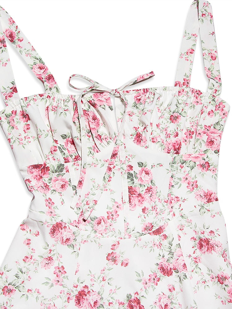 Vestido Feminino Midi Floral Alça Larga