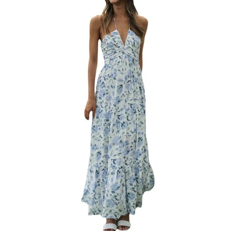 Vestido Feminino Longo Frente Única Floral Chiffon - 7