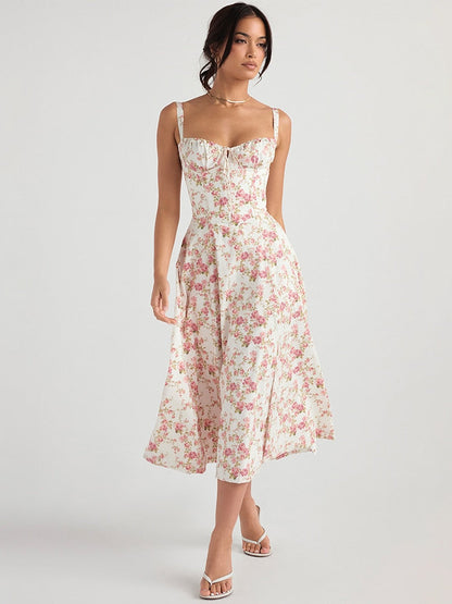 Vestido Feminino Midi Floral Alça Larga - 7