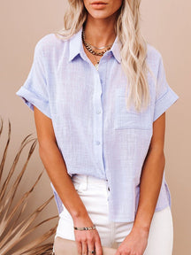 Camisa Manga Curta em Linho - Oferta Única