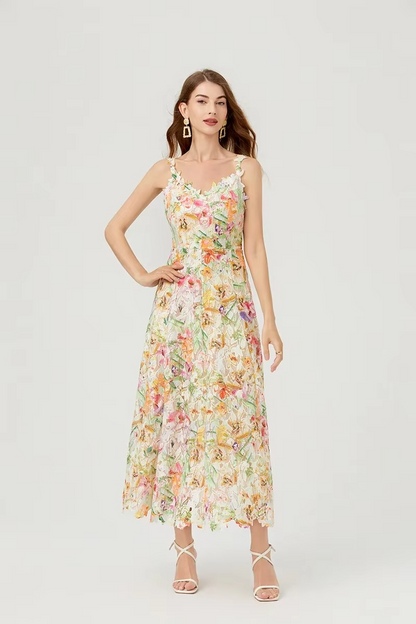 Vestido Feminino Floral Longo Bruna