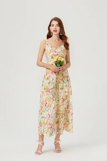 Vestido Feminino Floral Longo Bruna