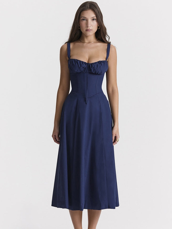 Vestido Feminino Midi Floral Alça Larga