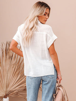 Camisa Manga Curta em Linho - Oferta Única