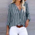 Camisa Manga Longa Despojada em Listras - Oferta Única