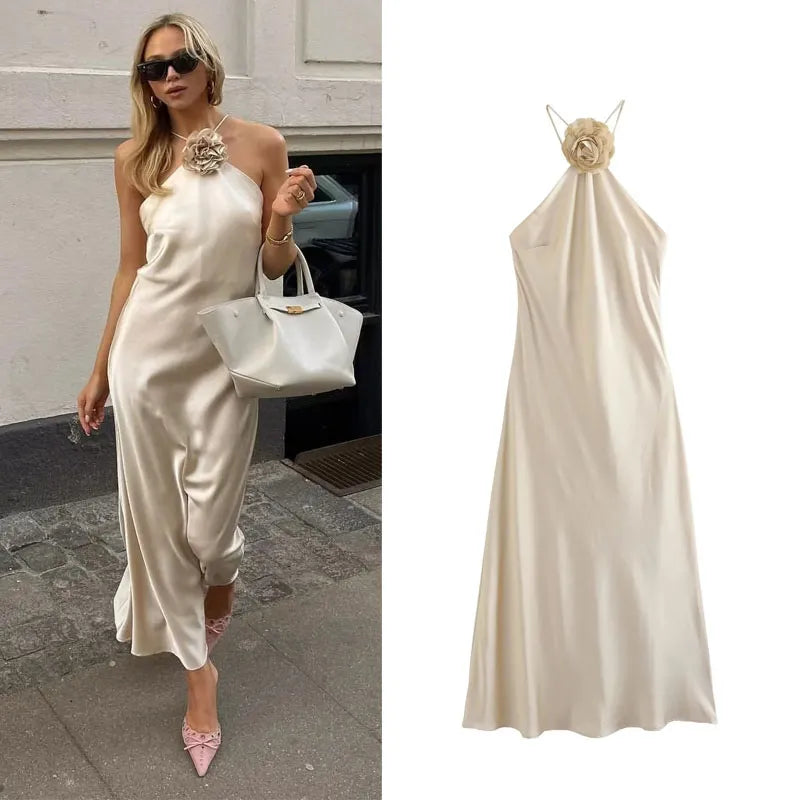 Vestido Feminino Longo Frente Única Liso