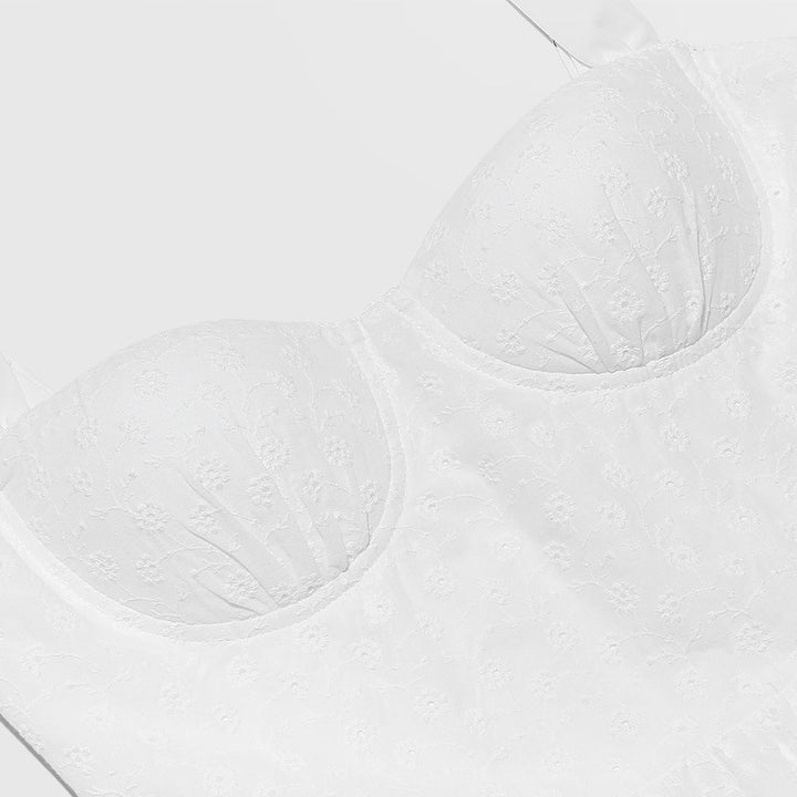 Vestido Feminino Midi Renda Alça Larga Branco Nivia