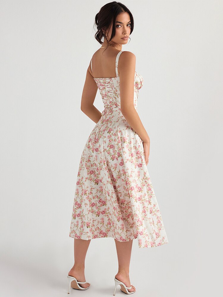 Vestido Feminino Midi Floral Alça Larga - 11