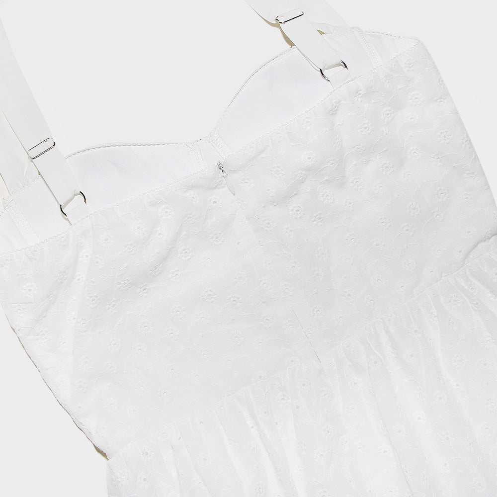 Vestido Feminino Midi Renda Alça Larga Branco Nivia - 7