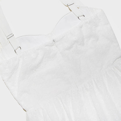 Vestido Feminino Midi Renda Alça Larga Branco Nivia - 7