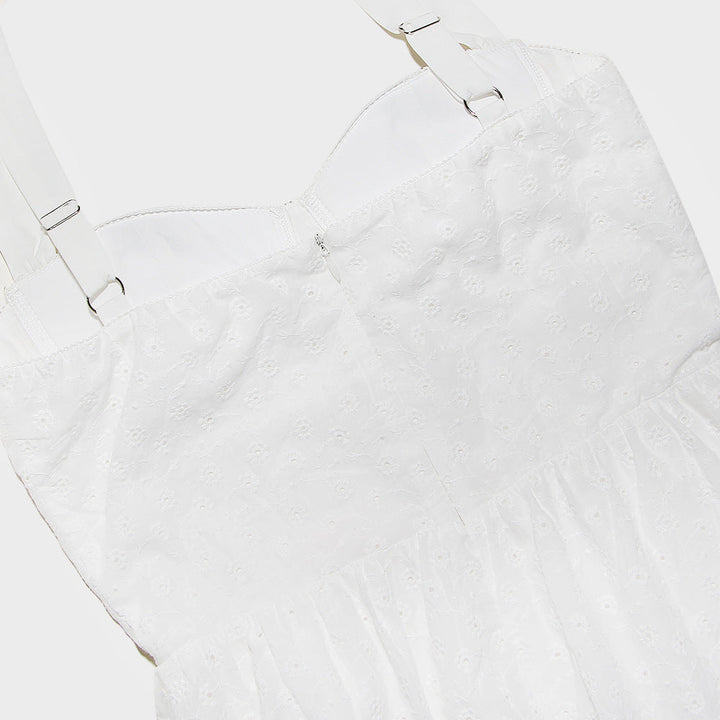 Vestido Feminino Midi Renda Alça Larga Branco Nivia