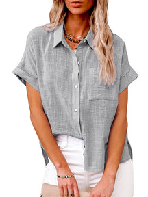 Camisa Manga Curta em Linho - Oferta Única