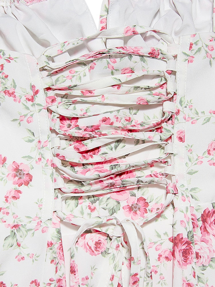 Vestido Feminino Midi Floral Alça Larga