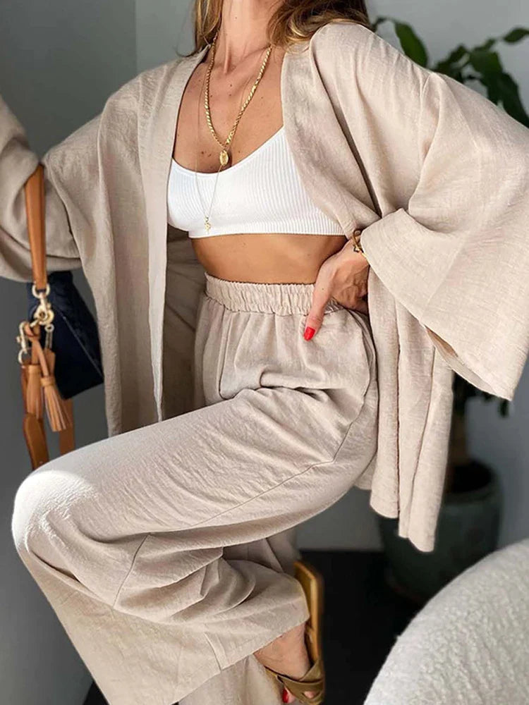 Conjunto Feminino Kimono Calça Comfy