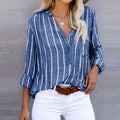 Camisa Manga Longa Despojada em Listras - Oferta Única