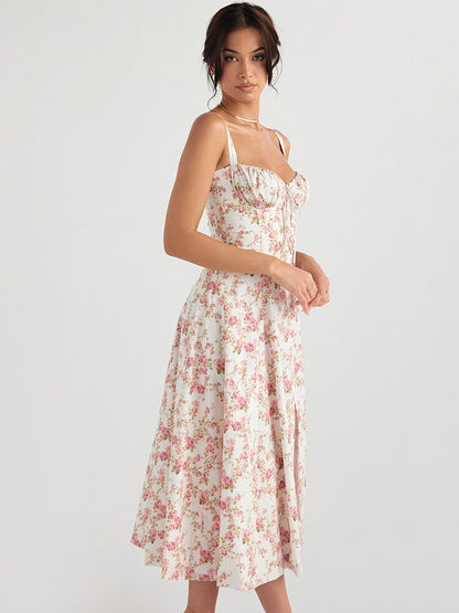 Vestido Feminino Midi Floral Alça Larga - 9