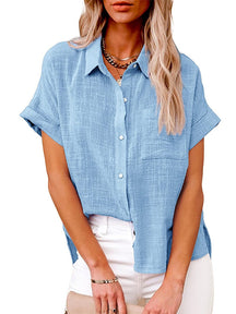 Camisa Manga Curta em Linho - Oferta Única