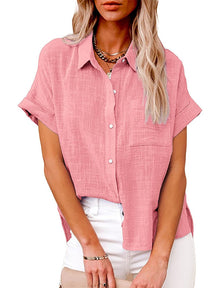 Camisa Manga Curta em Linho - Oferta Única