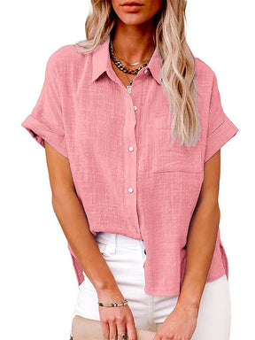 Camisa Manga Curta em Linho - Oferta Única