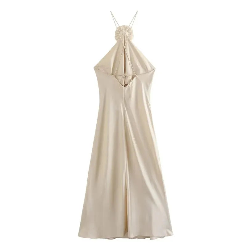 Vestido Feminino Longo Frente Única Liso - 3