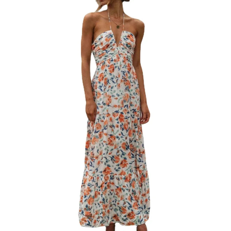 Vestido Feminino Longo Frente Única Floral Chiffon - 8