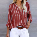 Camisa Manga Longa Despojada em Listras - Oferta Única