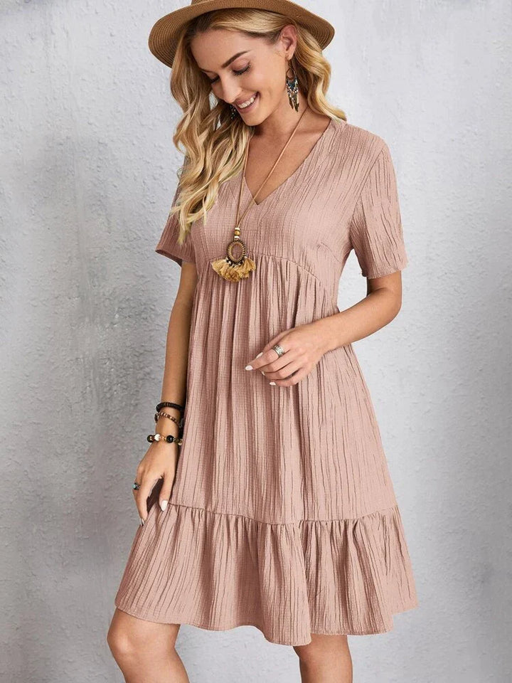 Vestido Feminino Midi Manga Babado