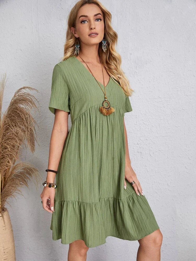 Vestido Feminino Midi Manga Babado - 2