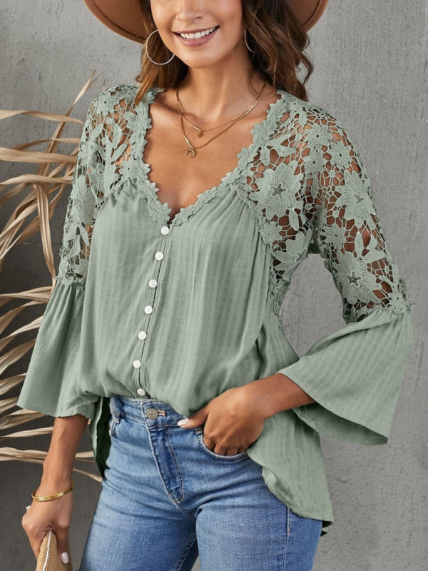 Blusa Feminina Costas E Ombros Em Renda Verde / P 003