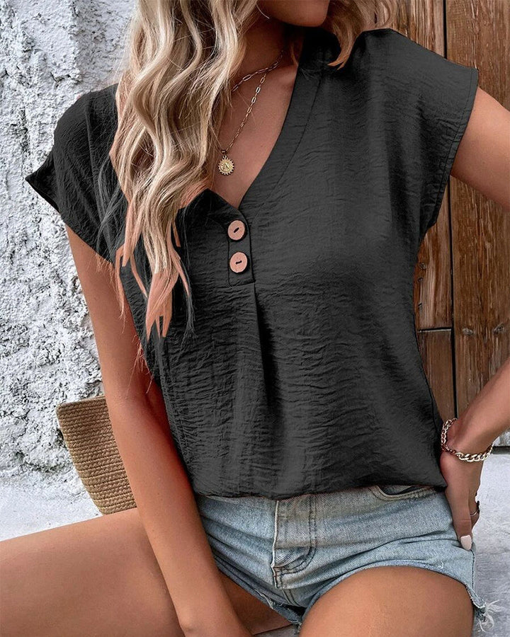 Camiseta Feminina Manga Curta de Botão