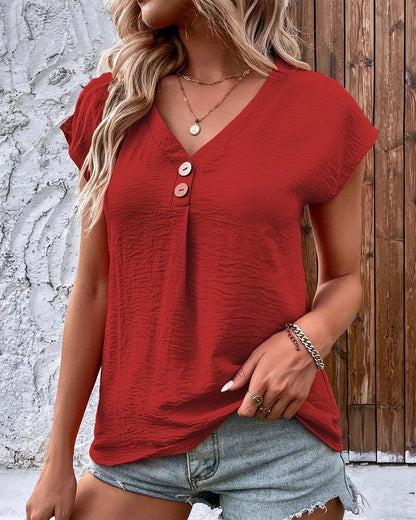 Camiseta Feminina Manga Curta de Botão