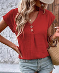 Camiseta Feminina Manga Curta de Botão