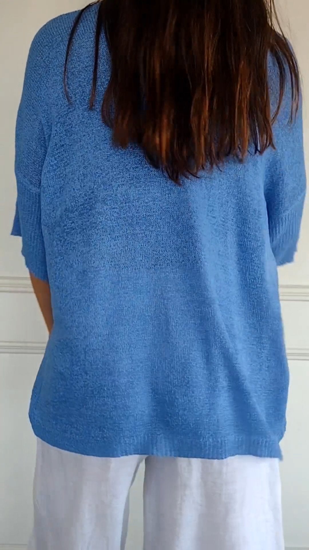 Camiseta Gola V Tricotada Fabiene