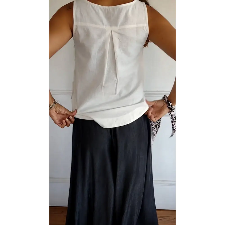 Colete de Algodão e Linho com Botões Laterais