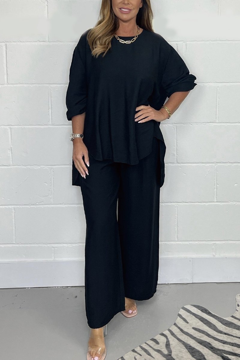 Conjunto Casual de Cetim com Gola Redonda - 4