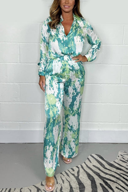 Conjunto Casual de Cetim Estampado
