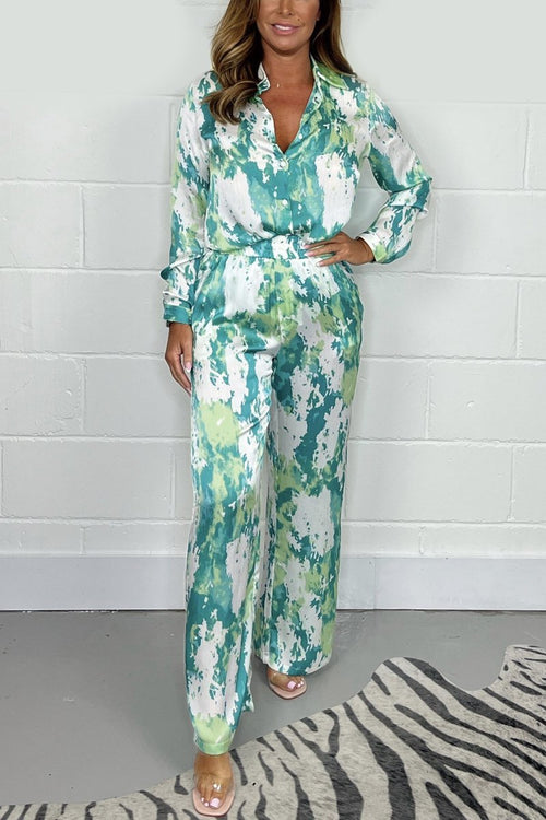 Conjunto Casual de Cetim Estampado