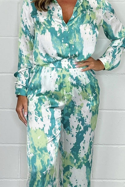 Conjunto Casual de Cetim Estampado