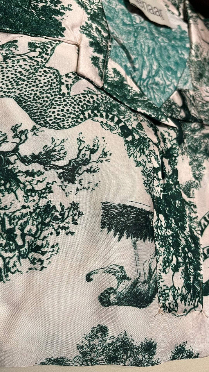 Conjunto Casual de Manga Longa Estampado com Decote em V