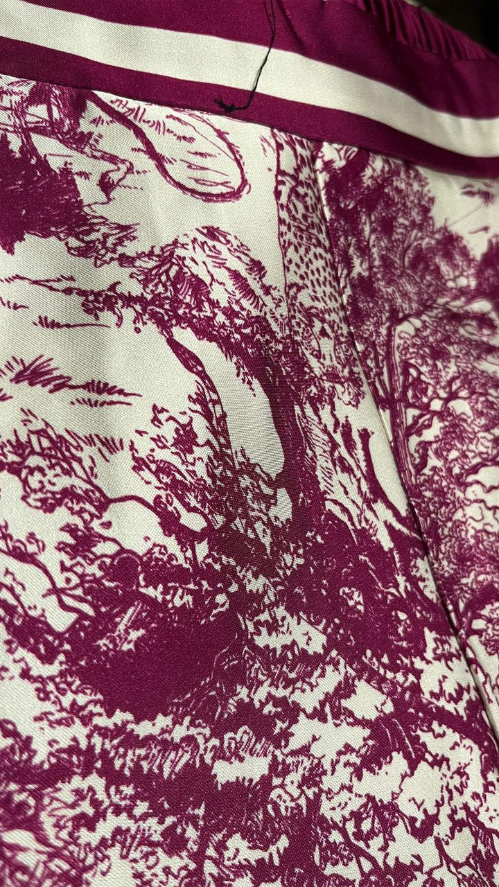 Conjunto Casual de Manga Longa Estampado com Decote em V