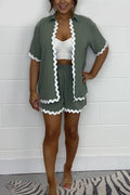 Conjunto Casual Plissado e Estampado
