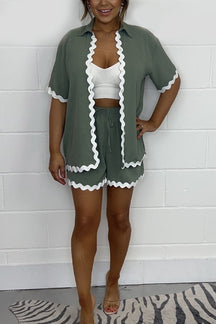 Conjunto Casual Plissado e Estampado