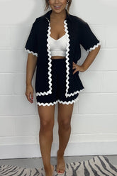 Conjunto Casual Plissado e Estampado